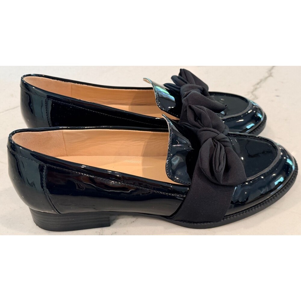 Bandolino Women's Black Patent Leather Bow Loafers Size 8M